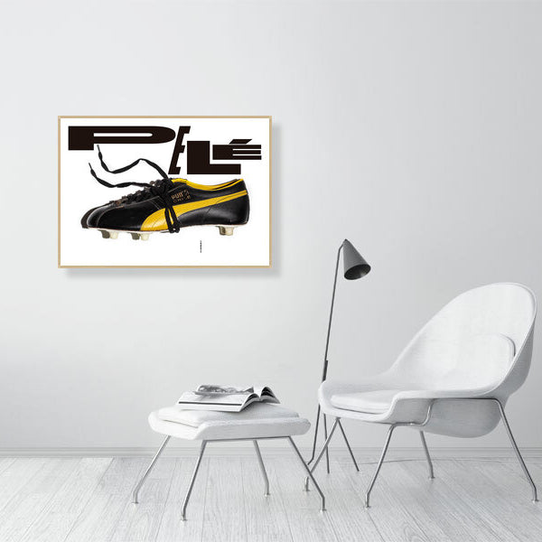 Fotografía de la obra con marco en tono roble y en tamaño 59x84cm