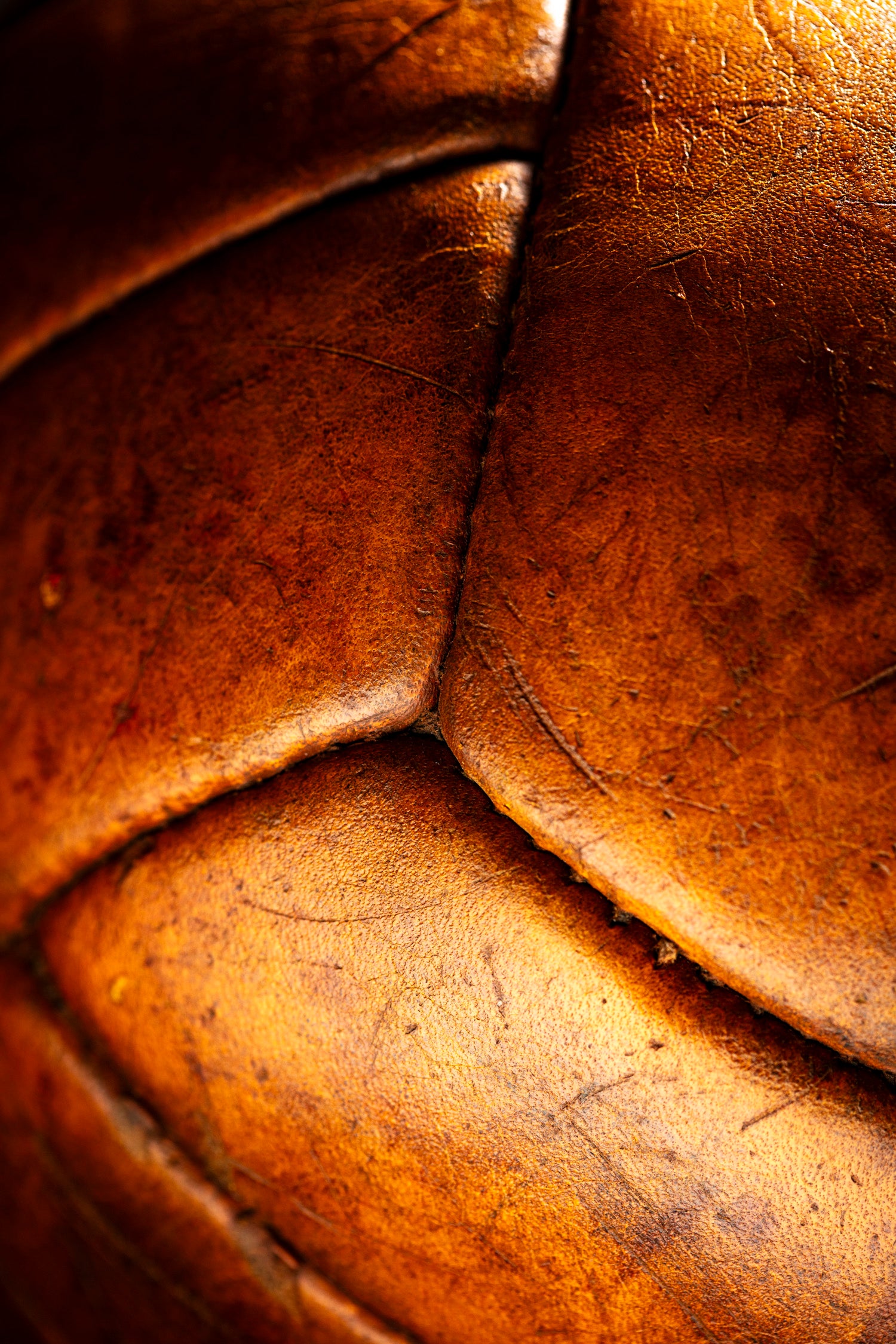 Plano detalle de uniones de paneles y costuras con serigrafía de balón oficial FIFA.