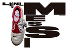 Vista cenital de la bota izquierda Nike air zoom Total 90. Tipografía del diseñador canadiense Tom Brown.