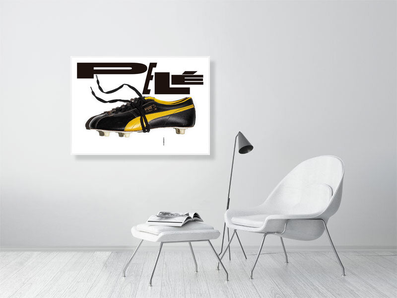 Fotografía de la obra con marco en tono blanco y en tamaño 70x100cm