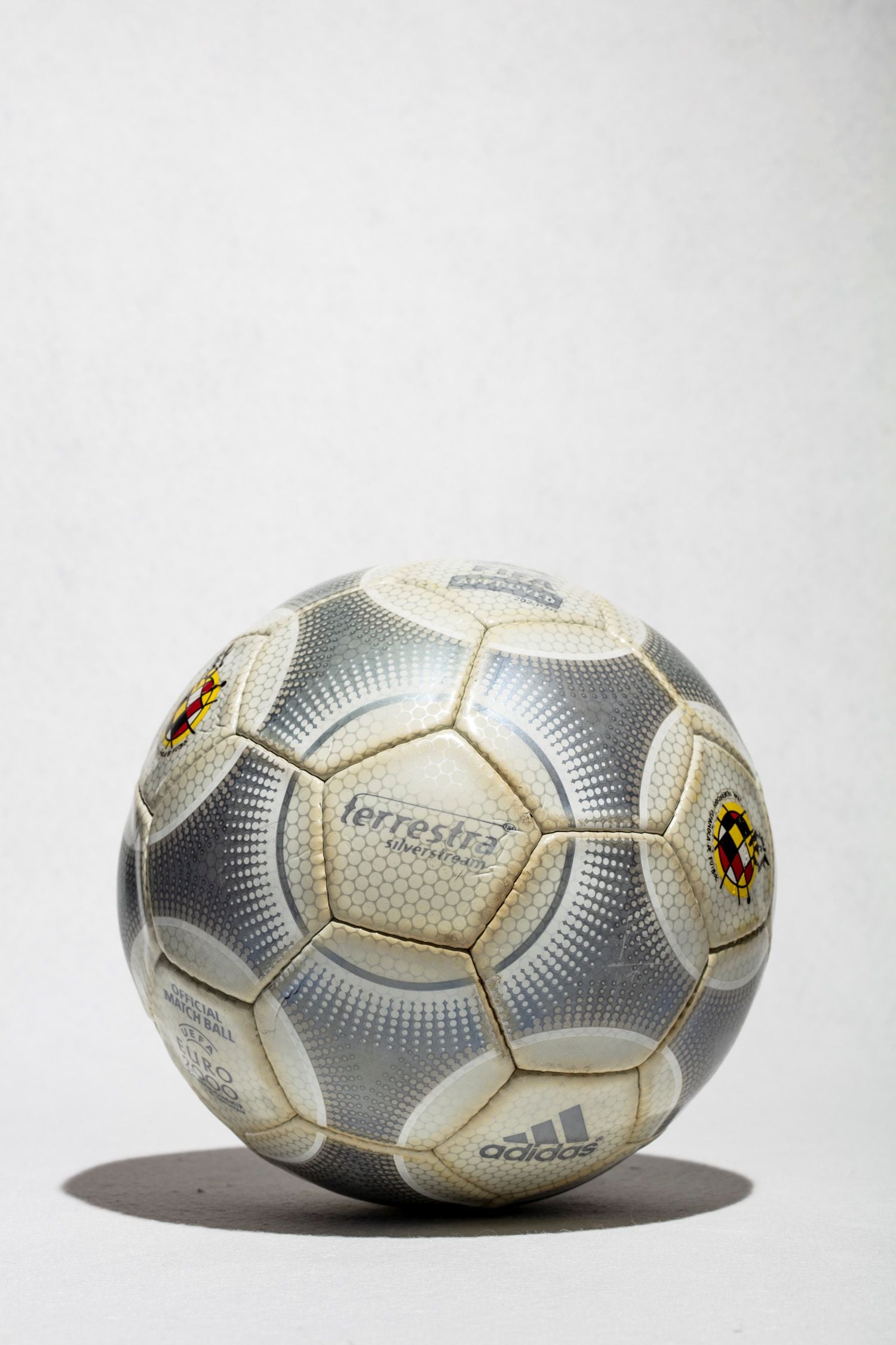 Vista frontal balón oficial Terrestra Silvestream de la Eurocopa 2000