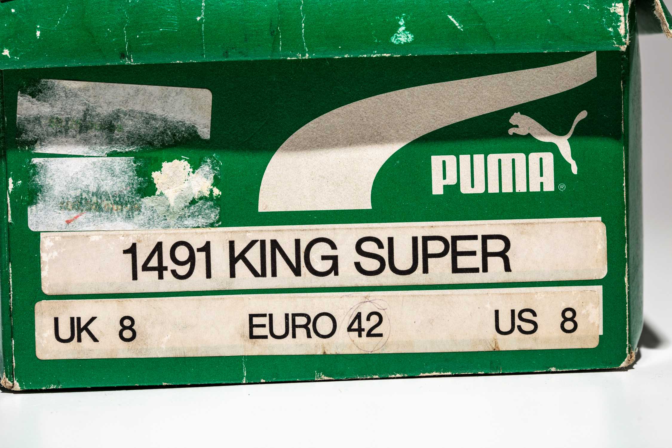 Vista de las etiquetas de la caja con la referencia 1491 KING SUPER Talla 42